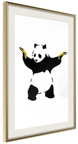 Poster Banksy: Panda With Guns  Cornice Quadri Cornice d'oro con passe-partout, Larghezza x Altezza Home decor 40x60