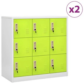 Armadietti Chiavi 2pz Grigio Chiaro Verde 90x45x92,5cm Acciaio /