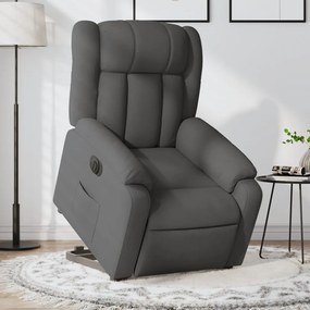Poltrona Alzapersona Reclinabile Elettrica Grigio Scuro Tessuto /