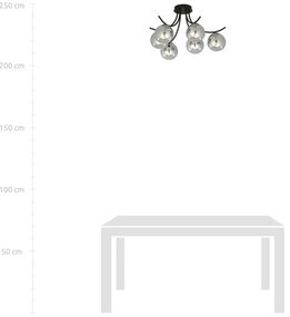 Lampadario da Soffitto in Acciaio e Vetro BOSTON 6 Nero 6xE14