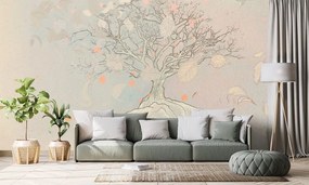 Carta da parati – Albero autunnale disegnato