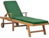 Lettino Prendisole con Cuscino in Massello di Teak Verde cod mxl 21048