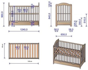 Lettino per bambini Alek con sbarre rimovibili - grigio - lettino senza spazio di archiviazione 120x60 cm