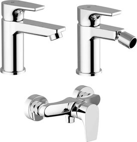 Set miscelatore lavabo bidet e doccia esterno cromo lucido con piletta - Zyra