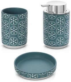 Set accessori bagno 3 pezzi da appoggio in ceramica turchese cobalto Circus