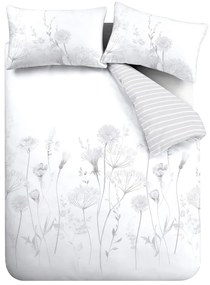Set copripiumino e federa bianco e grigio per letto matrimoniale e per letto esteso 230x220 cm Meadowsweet Floral – Catherine Lansfield