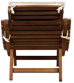 Lettini prendisole con cuscini 2pz bianco crema massello acacia