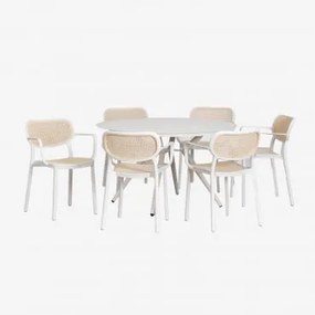 Set di tavolo rotondo in alluminio (Ø126 cm) Valerie e 6 sedie - Sklum