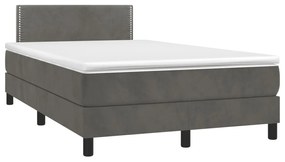 Letto A Molle Materasso E Led Grigio Scuro 120x190cm İn Velluto /