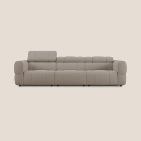 Giotto Divano modulare a 3 sedute con opzione relax elettrico in microfibra effetto velluto impermeabile T09 tortora