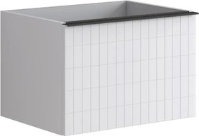 Mobile da bagno sospeso sotto lavabo Pixel grid 2 cassetti L 60 x H 40 x P 45.5 cm bianco laccato opaco, con maniglia alluminio nero opaco
