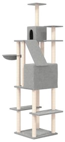 Albero per gatti con tiragraffi in sisal grigio chiaro 201 cm