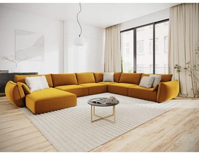 Divano angolare color senape (con penisola a destra/a U) con rivestimento in velluto Vanda – Mazzini Sofas