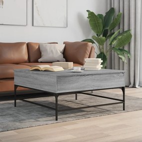 Tavolino Grigio Sonoma 95x95x45 Cm Legno Multistrato E Metallo /