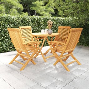 Set Da Pranzo Da Giardino 5 Pz İn Legno Massello Di Teak /