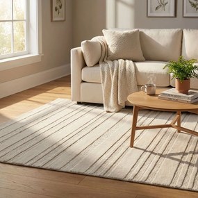 NECTOR - tappeto in lana avorio con decoro