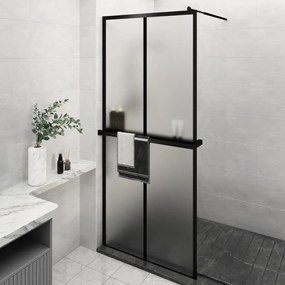 Parete Doccia Walk İn Mensola Nera 90x195cm Vetro Esg Alluminio /