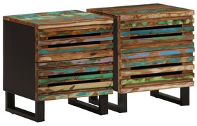 Comodini 2pz 40x34x46 Cm İn Legno Massello Di Recupero /