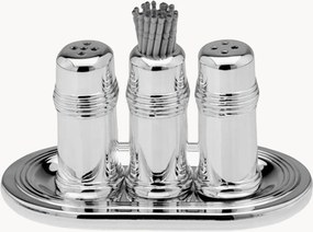 Set shaker placcato in argento con porta stuzzicadenti e vassoio Fabian, set da 6