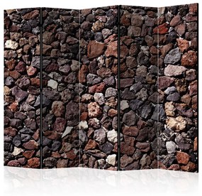 Paravento design Castello di pietra II - texture di pietre marroni di diverse forme