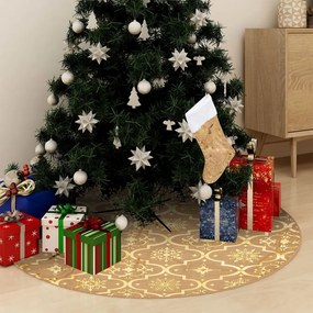 Gonna Albero Natale Raffinata Con Calza Giallo Tessuto 150 Cm /