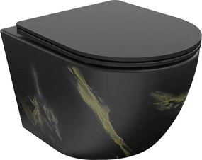 Mexen Lena wc sospeso Rimless con tavoletta slim a chiusura rallentata, duroplast, pietra nera - 30224098