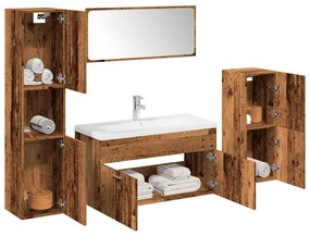 Set Mobili Da Bagno 5 Pz Legno Antico İn Legno Multistrato /