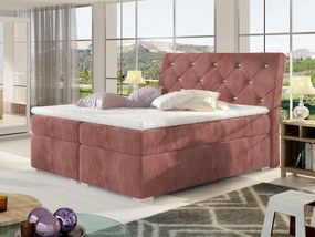 Letto matrimoniale boxspring Missouri - 180 x 200 cm , Tessuto rosa