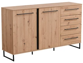 DODO - credenza con 2 ante e 4 cassetti colore rovere cm 159 x 42