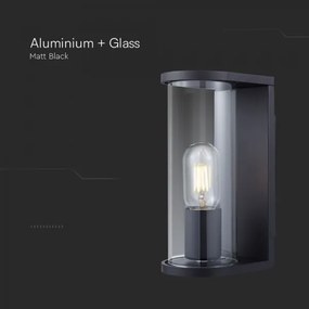 Applique da esterno 1xE27/60W/230V IP44, nero con vetro fumé