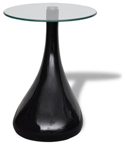 Tavolino da caffè 2 pz ripiano rotondo in vetro nero lucido