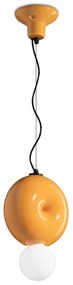 Sospensione Vintage Decò Bumbum 1 Elemento Ceramica Gialla 1 Luce E27