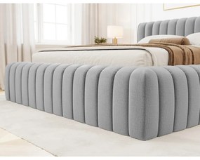 Letto matrimoniale imbottito grigio chiaro con contenitore e rete inclusi 180x200 cm Carilla – ELTAP
