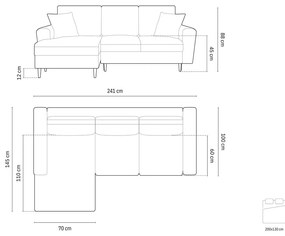 Divano angolare beige allungabile e con contenitore (con penisola a sinistra/con chaise lounge) con rivestimento in bouclé Kyoto – Cosmopolitan Design