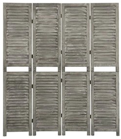 Divisorio A 4 Pannelli Grigio 143x166 Cm İn Legno Massello /