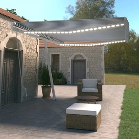 Tenda Da Sole Retrattile Manuale Led 500x350 Cm Blu E Bianca /