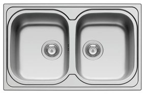 Lavello integrato 2 vasche DELINIA Amaltia inox L 50 x L 79 cm argento