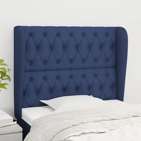 Testiera Ad Orecchio Blu 93x23x118/128 Cm İn Tessuto /