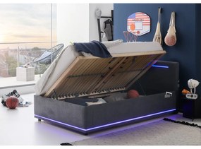 Letto da bambini grigio scuro imbottito con contenitore e rete inclusi 140x200 cm Circle – Meise Möbel