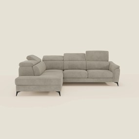 Arcos Divano angolare - piedini alti e poggiatesta reclinabili in microfibra impermeabile T11 tortora