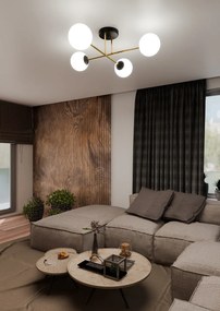 Lampadario da Soffitto MAGNUM 4 in Acciaio e Vetro 4xE14