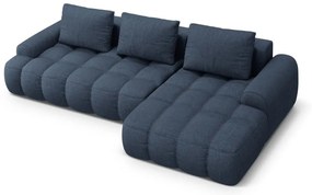 Divano angolare blu scuro allungabile/con contenitore (con penisola a destra/con chaise lounge) Linz – Cosmopolitan Design