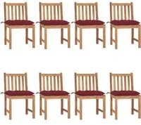 Sedie da Giardino con Cuscini 8 pz in Legno Massello di Teak 3073166