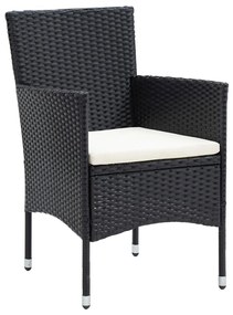 Sedie da pranzo per giardino 4 pz in polyrattan nero