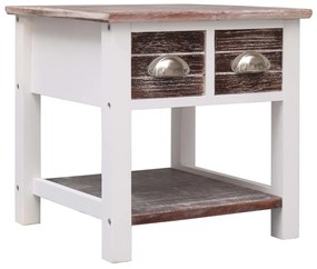 Tavolino laterale marrone 40x40x40 cm in legno di paulownia