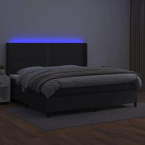 Giroletto a molle con materasso e led nero 200x200cm similpelle