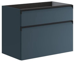 Mobile da bagno sotto lavabo Fusion blu opaco L 79.5 x H 60 x P 45.5 cm 2 cassetti, lavabo non incluso