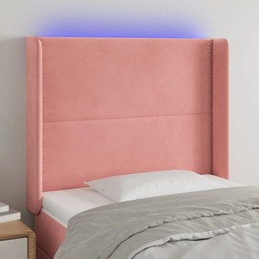 Testiera A Led Rosa 83x16x118/128 Cm İn Velluto /