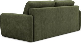 Divano verde allungabile/con contenitore con rivestimento in ciniglia 218 cm Lilo – Makamii