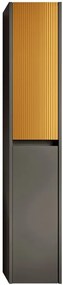Colonna per mobile bagno Niwa 2 ante P 27 x L 30 x H 160 cm laccato opaco grigio carbone con vetro senape cannettato